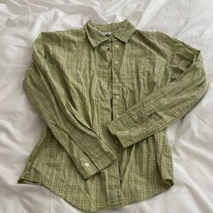 Old Navy Green Plaid Women’s Button Down Shirt